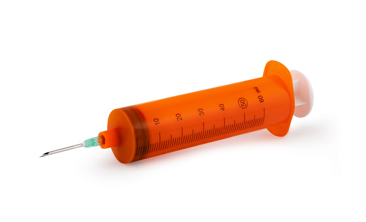 Opaque syringe for infusion systems with needles  