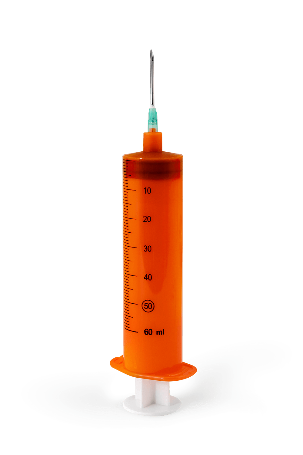 Opaque syringe for infusion systems with needles