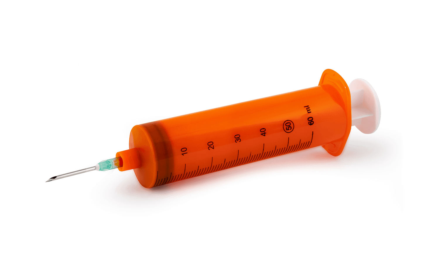 Opaque syringe for infusion systems with needles