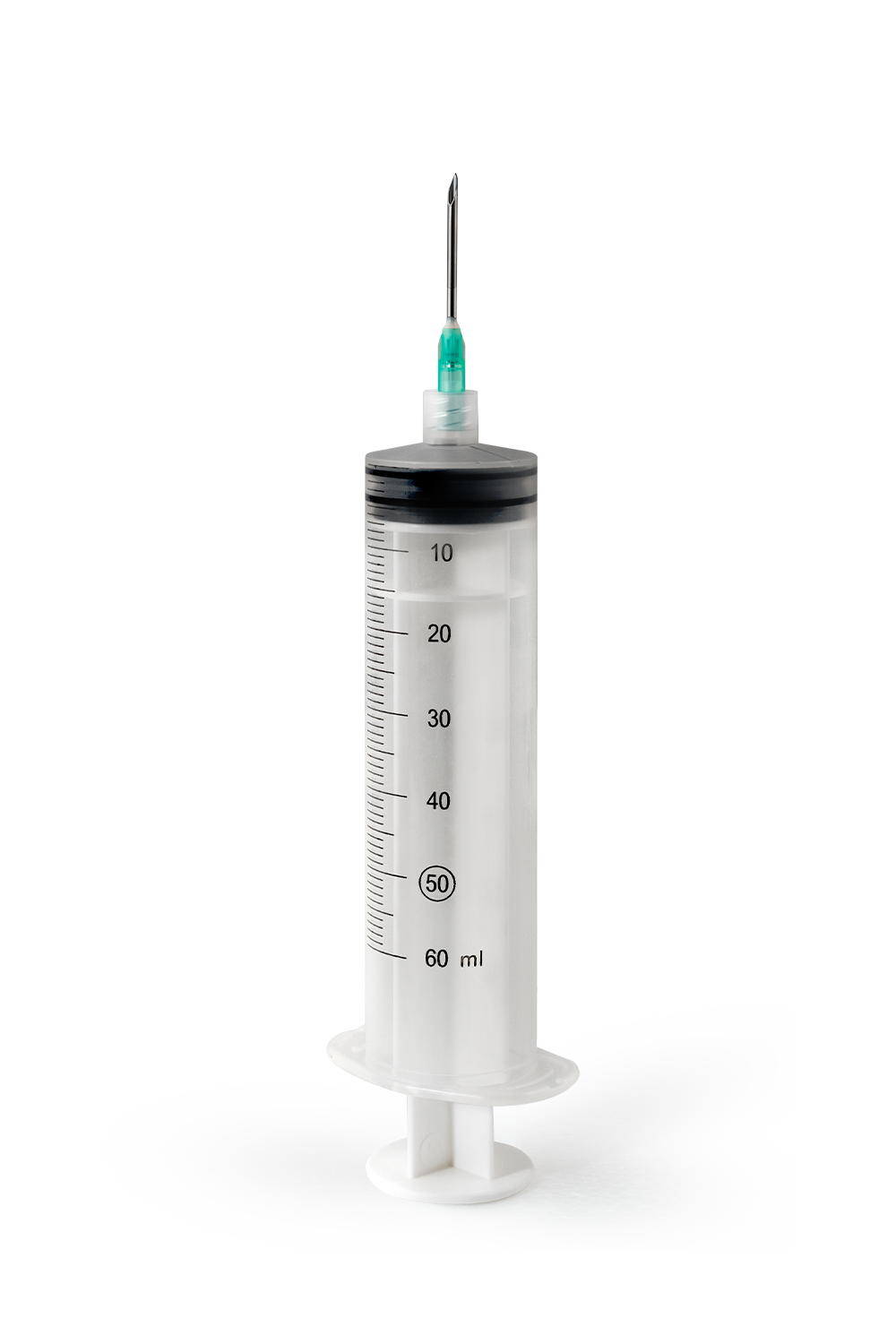 Transparent syringe with needle for infusion systems.